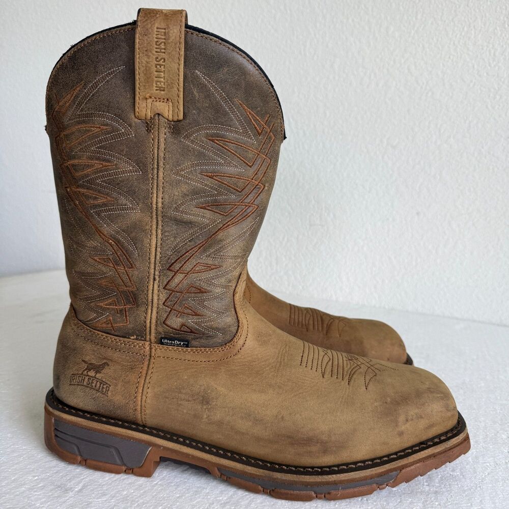 Irish Setter Men's Marshall 83912 Work Boots 14D Brown Leather Steel Toe Safety